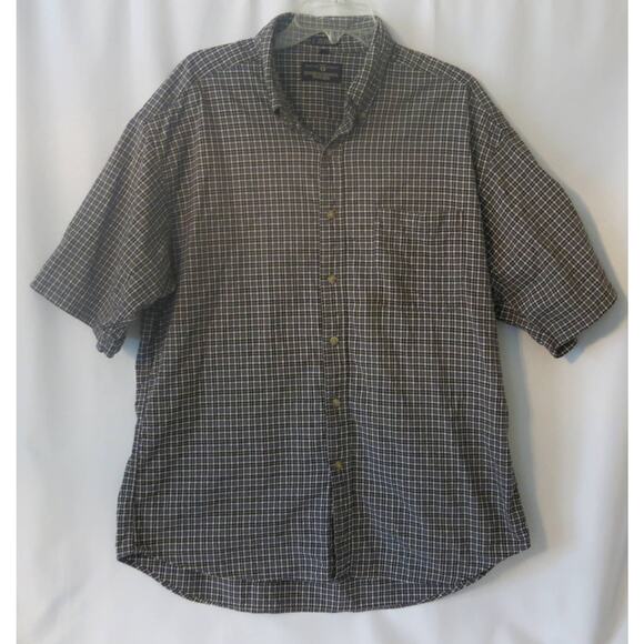 INTERNATIONAL WATERS Button Down Shirt Size XL Men Short Sleeve Check Black/Blue - Picture 1 of 9